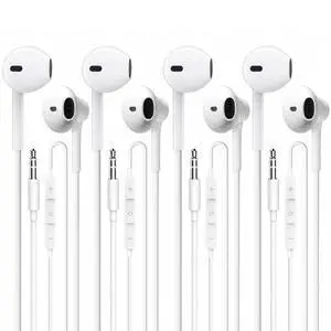 Wired Earbuds 4 Pack, Earbuds HiFi Stereo Wired Earphones Headphones with Microphone Volume Control Compatible with iPad, Laptop, MP3, Android Smartphones, Fits All 3.5mm Jack Device Wired Earbuds 4 Pack, Earbuds HiFi Stereo Wired Earphones Headphones with Microphone Volume Control Compatible with iPad, Laptop, MP3, Android Smartphones, Fits All 3.5mm Jack Device