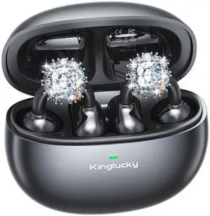 Jewelry-Inspired Clip-On Earbuds with Diamond Earrings, Comfortable Fit & 40H Playtime Open Ear Bluetooth 5.4 Wireless Headphones for Women, Small Ears, Sports & Workouts (Black) Jewelry-Inspired Clip-On Earbuds with Diamond Earrings, Comfortable Fit & 40H Playtime Open Ear Bluetooth 5.4 Wireless Headphones for Women, Small Ears, Sports & Workouts (Black)