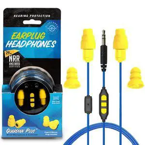 Guardian Plus in-Ear Earplug Earbud Hybrid - Noise Reduction in-Ear Headphones with Noise Isolating Mic and Controls (Yellow & Blue) Guardian Plus in-Ear Earplug Earbud Hybrid - Noise Reduction in-Ear Headphones with Noise Isolating Mic and Controls (Yellow & Blue)