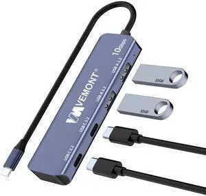 USB C Hub 3.2 10Gbps, Aluminum USB 3.2 Hub with 2 USB-C and 2 USB-A Data Ports, Ultra Slim USB 3.2 Gen 2 Hub for MacBook Pro/Air 2022/2021, iPhone 15, iPad Pro, XPS, Surface Pro and More USB C Hub 3.2 10Gbps, Aluminum USB 3.2 Hub with 2 USB-C and 2 USB-A Data Ports, Ultra Slim USB 3.2 Gen 2 Hub for MacBook Pro/Air 2022/2021, iPhone 15, iPad Pro, XPS, Surface Pro and More
