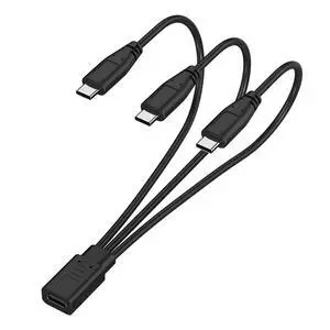 3-in-1 USB C Splitter Charge Cable, USB-C Female to Male, 1 in 3 out, Black 3-in-1 USB C Splitter Charge Cable, USB-C Female to Male, 1 in 3 out, Black