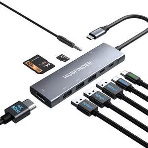 USB C Hub, 9 in 1 USBC to HDMI with 4K, 100W Power Delivery, 3 USB3.0 and USB-C 5 Gbps Data Ports, SD/TF Card Reader, 3.5mm Headphone Jack, for MacBook Air, MacBook Pro,iPad Pro USB C Hub, 9 in 1 USBC to HDMI with 4K, 100W Power Delivery, 3 USB3.0 and USB-C 5 Gbps Data Ports, SD/TF Card Reader, 3.5mm Headphone Jack, for MacBook Air, MacBook Pro,iPad Pro