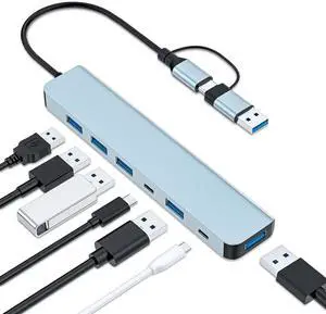 USB C Hub/USB Hub,7 in 1 Aluminum USB 3.0 Splitter and USB 2.0 Ports USB C Hub/USB Hub,7 in 1 Aluminum USB 3.0 Splitter and USB 2.0 Ports