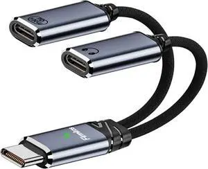 USB C Splitter 1 in 2 Out, Dual USB C Charger and Headphone Adapter100W PD 3.0 Fast Charging & Hi-Res DAC Audio Adapter (Not for Fire Max and Samsung Devices USB C Splitter 1 in 2 Out, Dual USB C Charger and Headphone Adapter100W PD 3.0 Fast Charging & Hi-Res DAC Audio Adapter (Not for Fire Max and Samsung Devices
