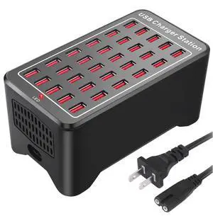 30 Port 150W(30A) USB Charging Station - Multi Port USB Hub with Smart Detect for Smartphones, Tablets and Other Electronics 30 Port 150W(30A) USB Charging Station - Multi Port USB Hub with Smart Detect for Smartphones, Tablets and Other Electronics