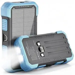 Solar Charger Power Bank 20000mAh, 22.5W Fast Charging Portable Charger with Built-in Cables, USB-C Battery Pack, Dual LED Flashlight, Compatible with iPhone & Android for Camping, Hiking, Emergency Solar Charger Power Bank 20000mAh, 22.5W Fast Charging Portable Charger with Built-in Cables, USB-C Battery Pack, Dual LED Flashlight, Compatible with iPhone & Android for Camping, Hiking, Emergency