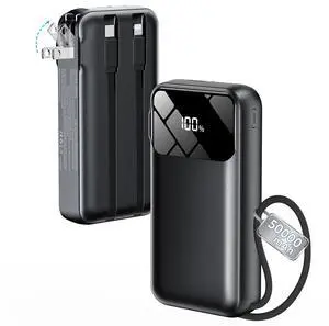 Portable Charger 50000mAh, Power Bank with Built-in Cables & Wall Plug Portable Charger 50000mAh, Power Bank with Built-in Cables & Wall Plug