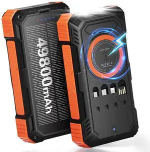 Solar Charger Power Bank 49800mAh, Wireless Portable Phone Charger Built-in 4 Cable, 22.5W Fast Charging Battery Pack for iPhone 17 16 Pro iPad Samsung S26, Solar Charger for Camping,Hiking Solar Charger Power Bank 49800mAh, Wireless Portable Phone Charger Built-in 4 Cable, 22.5W Fast Charging Battery Pack for iPhone 17 16 Pro iPad Samsung S26, Solar Charger for Camping,Hiking