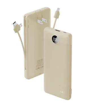 Portable Charger Built-in Cables and AC Wall Plug, USB C Power Bank 10000mAh, Travel Battery Portable Phone Charger Compact Lightweight External Battery Pack for Smart Phones, Tablets etc-Light Coffee Portable Charger Built-in Cables and AC Wall Plug, USB C Power Bank 10000mAh, Travel Battery Portable Phone Charger Compact Lightweight External Battery Pack for Smart Phones, Tablets etc-Light Coffee