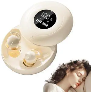 Sleep Earbuds Bluetooth 6.0, Mini Invisible Silicone Sleep Earbuds for Side Sleepers, Noise Blocking Sleeping Headphones, Hidden Earbuds with LED Display for Small Ears, Sleep & RelaxBeige Sleep Earbuds Bluetooth 6.0, Mini Invisible Silicone Sleep Earbuds for Side Sleepers, Noise Blocking Sleeping Headphones, Hidden Earbuds with LED Display for Small Ears, Sleep & RelaxBeige