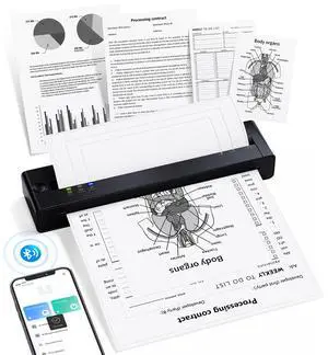 Portable Printers Wireless for Travel, Inkless Thermal Printer Compatible with iOS/Android/PC, Bluetooth Small Mobile Printer Support 8.5" X 11" US Letter Thermal Paper Portable Printers Wireless for Travel, Inkless Thermal Printer Compatible with iOS/Android/PC, Bluetooth Small Mobile Printer Support 8.5" X 11" US Letter Thermal Paper