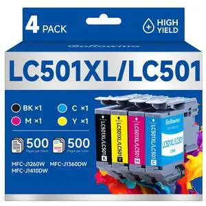 LC501XL LC501 Ink Cartridges Compatible for Brother Printer MFC-J1360DW 4PK LC501XL LC501 Ink Cartridges Compatible for Brother Printer MFC-J1360DW 4PK