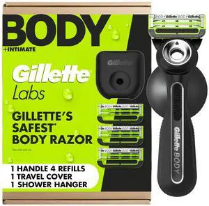 Labs Body + Intimate Razor For Men, Handle + 4 Blade Refills, Travel Cover Labs Body + Intimate Razor For Men, Handle + 4 Blade Refills, Travel Cover