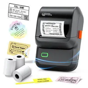 Label Maker Machine with 3 Tapes, Portable Bluetooth Theraml Printer, Black Label Maker Machine with 3 Tapes, Portable Bluetooth Theraml Printer, Black