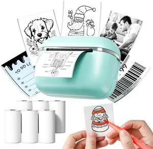 Mini Sticker Printer - T02E Thermal Sticker Maker with 6 Rolls Paper Mini Sticker Printer - T02E Thermal Sticker Maker with 6 Rolls Paper