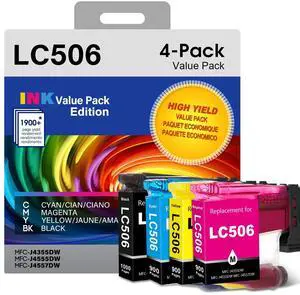 LC506XL Ink Cartridges 4-Pack for Brother MFC-J4355DW 4555DW 4557DW LC506XL Ink Cartridges 4-Pack for Brother MFC-J4355DW 4555DW 4557DW