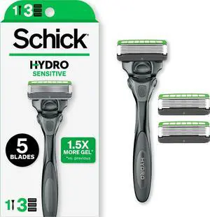 Hydro Sensitive 5-Blade Razors for Men, 1 Handle & 3 Refills Hydro Sensitive 5-Blade Razors for Men, 1 Handle & 3 Refills