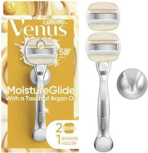 Moistureglide Women's Razor, Reusable Handle, 2 Razor Blade Refills and Shower Holder Moistureglide Women's Razor, Reusable Handle, 2 Razor Blade Refills and Shower Holder