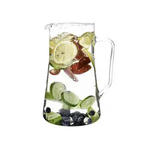 Large Glass Pitcher With Spout, 2.5 Quart (80 Ounce) Borosilicate Glass Iced Tea Pitchers with Handle, Angled Cylinder Design, Glass Water Pitcher Large Glass Pitcher With Spout, 2.5 Quart (80 Ounce) Borosilicate Glass Iced Tea Pitchers with Handle, Angled Cylinder Design, Glass Water Pitcher