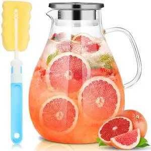 3 Litre 101oz Glass Pitcher with Lid and Spout, Handmade Pitcher 3 Litre 101oz Glass Pitcher with Lid and Spout, Handmade Pitcher