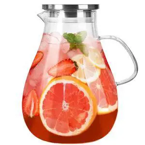 1 Gallon Glass Pitcher with Lid and Handle, Hot & Cold Water Jug, Extra-Wide Mouth Beverage Carafe for Juice, Iced Tea & Drinks 1 Gallon Glass Pitcher with Lid and Handle, Hot & Cold Water Jug, Extra-Wide Mouth Beverage Carafe for Juice, Iced Tea & Drinks