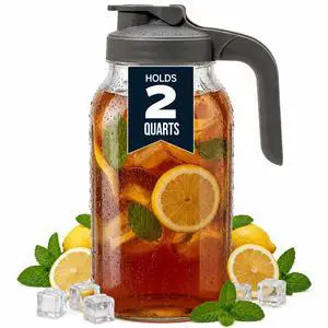 64 oz Mason Jar Glass Pitcher With Lid - Gray 64 oz Mason Jar Glass Pitcher With Lid - Gray