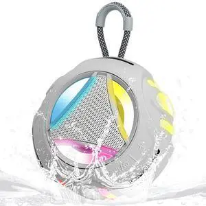 Portable Bluetooth Speaker, IPX7 Waterproof Shower Speaker, Wireless Outdoor Speakers, Floating, Built-in Mic, 24H Playtime with LED Lights, Loud HD Sound, Powerful Bass, Gifts for Unisex - Gray Portable Bluetooth Speaker, IPX7 Waterproof Shower Speaker, Wireless Outdoor Speakers, Floating, Built-in Mic, 24H Playtime with LED Lights, Loud HD Sound, Powerful Bass, Gifts for Unisex - Gray