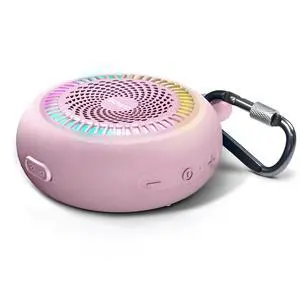 Small Waterproof Speaker Bluetooth Portable Wireless - Clip Speaker for Shower - Powerful Bass and Louder Volume - Colorful Lights and Lightweight for Travel,Kitchen,Pool - Pink Small Waterproof Speaker Bluetooth Portable Wireless - Clip Speaker for Shower - Powerful Bass and Louder Volume - Colorful Lights and Lightweight for Travel,Kitchen,Pool - Pink