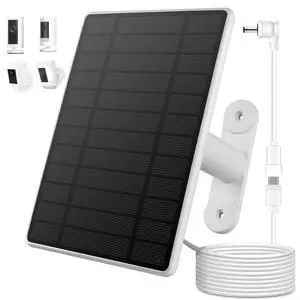 Solar Panel for Ring Camera, 6W Solar Charger for Ring Stick Up Cam Plus/Pro & Spotlight Cam Battery Series, 360° Retractable Bracket,10ft Cable with Ring Barrel Plug to USB-C Adapter,White Solar Panel for Ring Camera, 6W Solar Charger for Ring Stick Up Cam Plus/Pro & Spotlight Cam Battery Series, 360° Retractable Bracket,10ft Cable with Ring Barrel Plug to USB-C Adapter,White