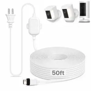 50FT Power Adapter for Ring Spotlight Cam Plus/Pro (Battery), Ring Outdoor Cam Plus (Battery) and Outdoor Cam Pro (Plug-in), 20W Long USB C Weather-Resistant Extension Cord, White 50FT Power Adapter for Ring Spotlight Cam Plus/Pro (Battery), Ring Outdoor Cam Plus (Battery) and Outdoor Cam Pro (Plug-in), 20W Long USB C Weather-Resistant Extension Cord, White