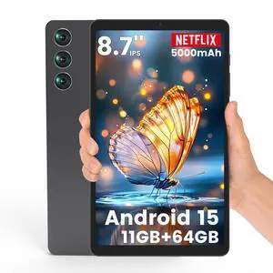Android 15 Tablet 8.7 inch, Mini Tablet 5000mAh, Dual-Band WiFi & BT5.0, 11GB RAM & 64GB ROM 2TB Expandable, Tablet Computer with IPS HD Display, Kids Tablet Support GPS, GMS, Widevine L1 Android 15 Tablet 8.7 inch, Mini Tablet 5000mAh, Dual-Band WiFi & BT5.0, 11GB RAM & 64GB ROM 2TB Expandable, Tablet Computer with IPS HD Display, Kids Tablet Support GPS, GMS, Widevine L1