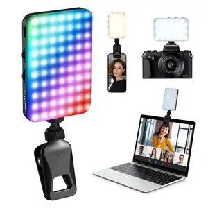Portable RGB Selfie Light with 2000mAh Power Bank, CRI96+ Clip Fill Light Portable RGB Selfie Light with 2000mAh Power Bank, CRI96+ Clip Fill Light