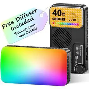 Small LED Camera Light 40W, Full RGB Video Lights with Diffuser, App Control, 2500-9000K, CRI 97+, USB-C Fast Charging, Portable Photography Fill Light for Sony Canon Video Recording Small LED Camera Light 40W, Full RGB Video Lights with Diffuser, App Control, 2500-9000K, CRI 97+, USB-C Fast Charging, Portable Photography Fill Light for Sony Canon Video Recording