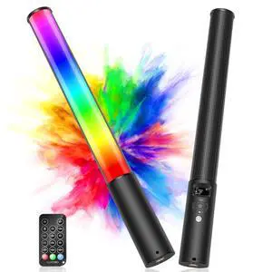 RGB Video Light Wand, Handheld Multi Color LED Tube Light Stick with Remote Control, Dimmable 2500K-6500K CRI97+ Full-Color LED Light with 2500mAh Rechargeable Battery, 12 Light Scenes RGB Video Light Wand, Handheld Multi Color LED Tube Light Stick with Remote Control, Dimmable 2500K-6500K CRI97+ Full-Color LED Light with 2500mAh Rechargeable Battery, 12 Light Scenes