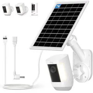 Solar Panel and 2-in-1 Wall Mount for Ring Cam, 7W Solar Charger Compatible with Rings Spotlight &Stick Up Outdoor Cam Battery, 360° Adjustable Outdoor Security Camera Mount, Weatherproof, 1-Pack Solar Panel and 2-in-1 Wall Mount for Ring Cam, 7W Solar Charger Compatible with Rings Spotlight &Stick Up Outdoor Cam Battery, 360° Adjustable Outdoor Security Camera Mount, Weatherproof, 1-Pack