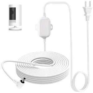 30ft Power Adapter Compatible with Ring Stick Up Cam Battery/Plug-in (3rd Gen), Weatherproof Charger for Reliable Indoor and Outdoor Use, White 30ft Power Adapter Compatible with Ring Stick Up Cam Battery/Plug-in (3rd Gen), Weatherproof Charger for Reliable Indoor and Outdoor Use, White