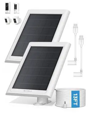 Solar Panel for Ring Camera, 2 Pack Solar Charger Compatible with Ring Stick Up and Spotlight Plus/Pro Outdoor Cam Battery, IP68 Waterproof 13ft Cable with Ring Barrel Plug to USB-C Adapter Solar Panel for Ring Camera, 2 Pack Solar Charger Compatible with Ring Stick Up and Spotlight Plus/Pro Outdoor Cam Battery, IP68 Waterproof 13ft Cable with Ring Barrel Plug to USB-C Adapter