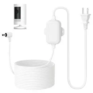 Outdoor Power Adapter for Stick Up Cam Battery/Plug-in 3rd Gen, 25 ft Weather Resistant Charging Cable with Barrel Plug Continuously Charge Your Security Camera, White Outdoor Power Adapter for Stick Up Cam Battery/Plug-in 3rd Gen, 25 ft Weather Resistant Charging Cable with Barrel Plug Continuously Charge Your Security Camera, White