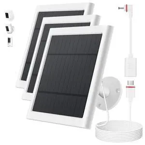Solar Panel for Ring Camera, 3 Pack 4W Solar Charger Compatible with Rings Spotlight &All-New Stick Up Outdoor Cam Battery, 10ft Long Cable with USB-C to Ring Barrel Plug Adapter Solar Panel for Ring Camera, 3 Pack 4W Solar Charger Compatible with Rings Spotlight &All-New Stick Up Outdoor Cam Battery, 10ft Long Cable with USB-C to Ring Barrel Plug Adapter
