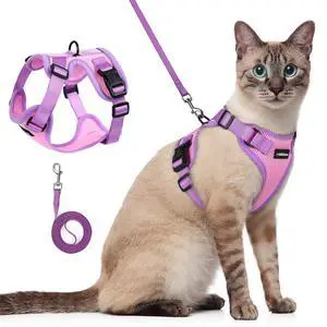 Cat Harness and Leash Set, Escape Proof, Pink & Purple Cat Harness and Leash Set, Escape Proof, Pink & Purple