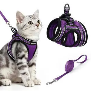 Cat Harness and Leash Set, Step-in Soft Vest, Purple Cat Harness and Leash Set, Step-in Soft Vest, Purple