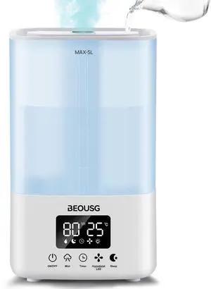 5L Top Fill Ultrasonic Humidifier,Cool Mist Humidifiers with Timer & Humidity Control for Bedroom, Baby, Large Rooms & Plants (White-2) 5L Top Fill Ultrasonic Humidifier,Cool Mist Humidifiers with Timer & Humidity Control for Bedroom, Baby, Large Rooms & Plants (White-2)