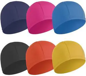 6 pcs Elastic Swim Caps for Both Women & Men & Kids Fabric Durable Non-Waterproof Cloth Swimming Pool Cap Elastic Bathing Cap (Rose Red & Dark Blue&Blue&Black&Yellow&Orange) 6 pcs Elastic Swim Caps for Both Women & Men & Kids Fabric Durable Non-Waterproof Cloth Swimming Pool Cap Elastic Bathing Cap (Rose Red & Dark Blue&Blue&Black&Yellow&Orange)