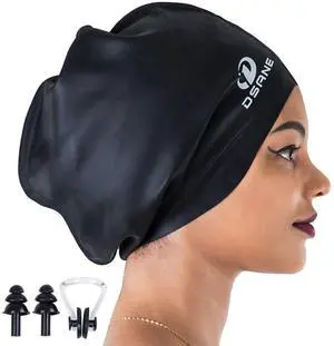 Extra Large Swimming Cap for Women and Men,Special Design Swim Cap for Very Long Thick Curly Hair&Dreadlocks Weaves Braids Afros Silicone Keep Your Hair Dry(Black/XL) Extra Large Swimming Cap for Women and Men,Special Design Swim Cap for Very Long Thick Curly Hair&Dreadlocks Weaves Braids Afros Silicone Keep Your Hair Dry(Black/XL)