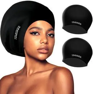 2 Pack Extra Large Swim Cap for Women and Men Adult Youth,Waterproof Silicone Swim Cap for Very Long Hair, Thick Curly Hair & Dreadlocks Braids Weaves Afro Hair (Black) 2 Pack Extra Large Swim Cap for Women and Men Adult Youth,Waterproof Silicone Swim Cap for Very Long Hair, Thick Curly Hair & Dreadlocks Braids Weaves Afro Hair (Black)