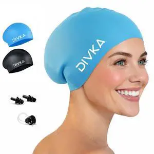 Premium Quality Silicone Swim Caps 2 Pack - Waterproof Long Hair Swimming Caps for Women and Men, Stretchy Comfortable Durable Swim Cap for Pool and Training Includes Ear Plugs and Nose Clip Premium Quality Silicone Swim Caps 2 Pack - Waterproof Long Hair Swimming Caps for Women and Men, Stretchy Comfortable Durable Swim Cap for Pool and Training Includes Ear Plugs and Nose Clip