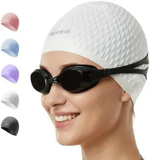 Extra Large Swim Cap for Women with Long & Curly Hair, Silicone Swimming Cap for Thick Hair, Pool & Beach Extra Large Swim Cap for Women with Long & Curly Hair, Silicone Swimming Cap for Thick Hair, Pool & Beach