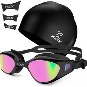 Swim Goggles with Swim Cap Anti-Fog Pool Goggles with Detachable Lenses Swimming Goggles Cap Set for Youth Men Women,Bright Rose Swim Goggles with Swim Cap Anti-Fog Pool Goggles with Detachable Lenses Swimming Goggles Cap Set for Youth Men Women,Bright Rose