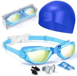 Kids Swim Goggles, Swimming Goggles for Kids Toddlers 3-14 with Swim Cap, Nose Clip, Nose Bridge, Ear Plugs Kids Swim Goggles, Swimming Goggles for Kids Toddlers 3-14 with Swim Cap, Nose Clip, Nose Bridge, Ear Plugs