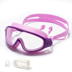 Swim Goggle Kids,Leak-Proof,Anti-Fog Pool Glasses,Wide View Swimming Goggles for 3-14,With Ear Plugs and Nose Clip(Purple) Swim Goggle Kids,Leak-Proof,Anti-Fog Pool Glasses,Wide View Swimming Goggles for 3-14,With Ear Plugs and Nose Clip(Purple)